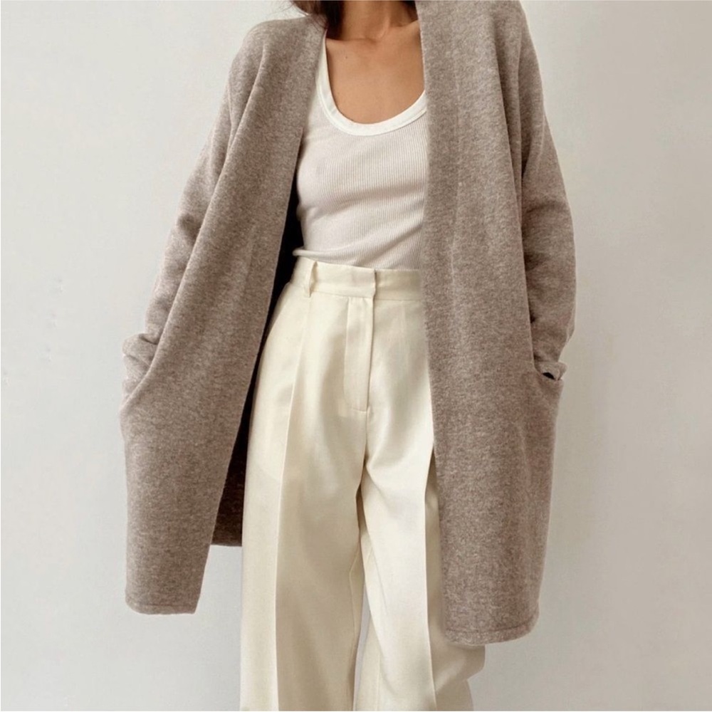 Jenni Kayne Wool Blend Cardigan Sweater Coat - Oatmeal XS